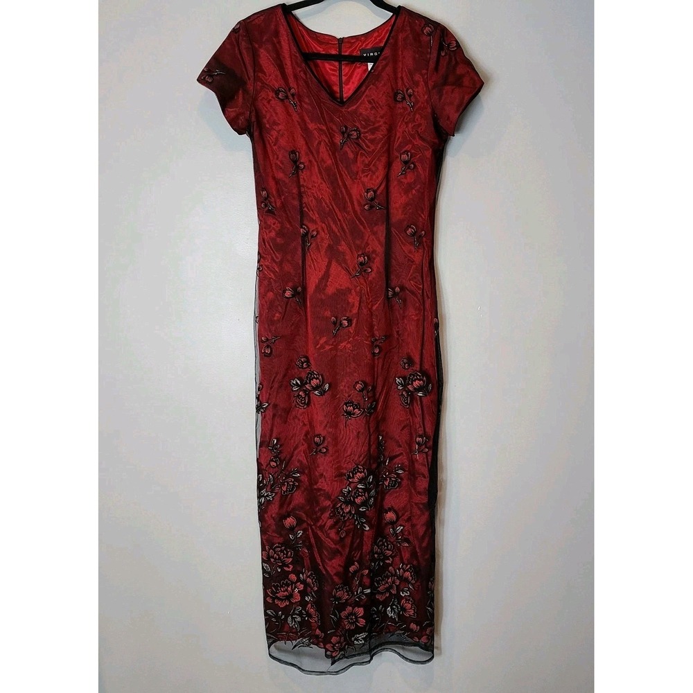Vtg Dark Romantic Dress Women Size 6 Mesh Red Black Wedding Fairy Whimsigoth